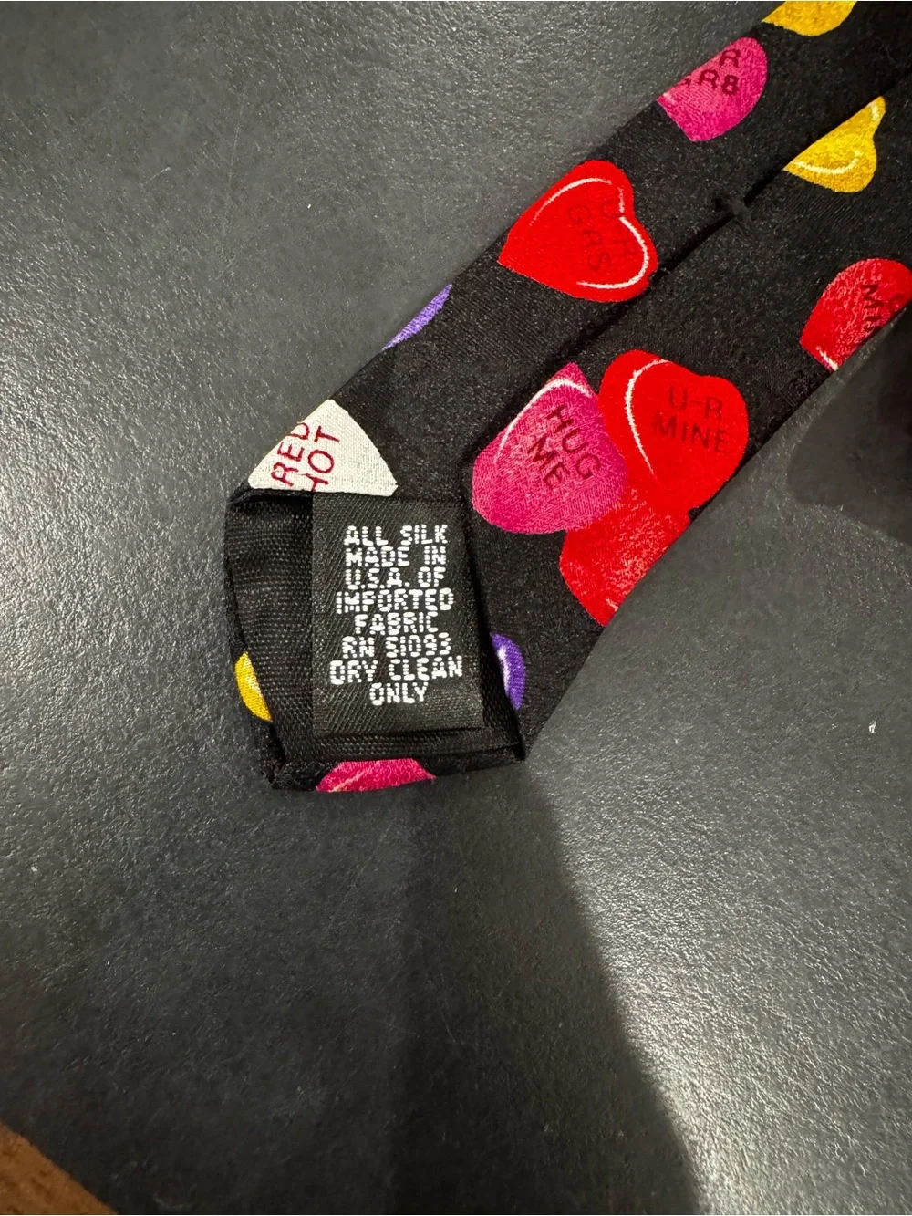 Hallmark Black Tie with Red, Pink, Purple, Yellow & White Conversation Hearts